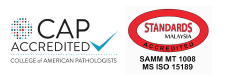 Logos of ISO 15189 and CAP certifications